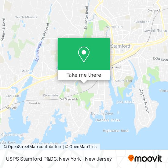 Mapa de USPS Stamford P&DC