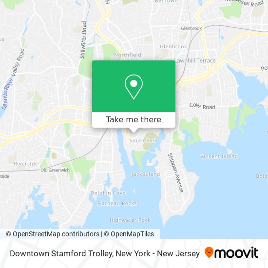 Mapa de Downtown Stamford Trolley