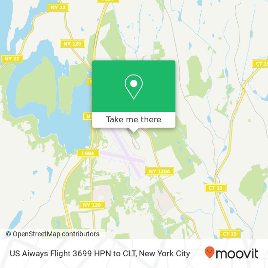 US Aiways Flight 3699 HPN to CLT map