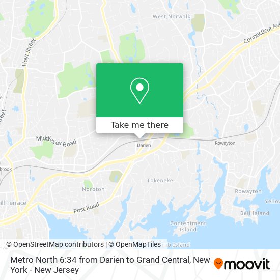 Metro North 6:34 from Darien to Grand Central map