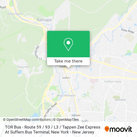 Mapa de TOR Bus - Route 59 / 93 / L3 / Tappen Zee Express At Suffern Bus Terminal