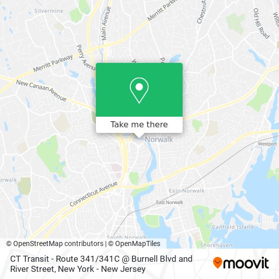 Mapa de CT Transit - Route 341 / 341C @ Burnell Blvd and River Street