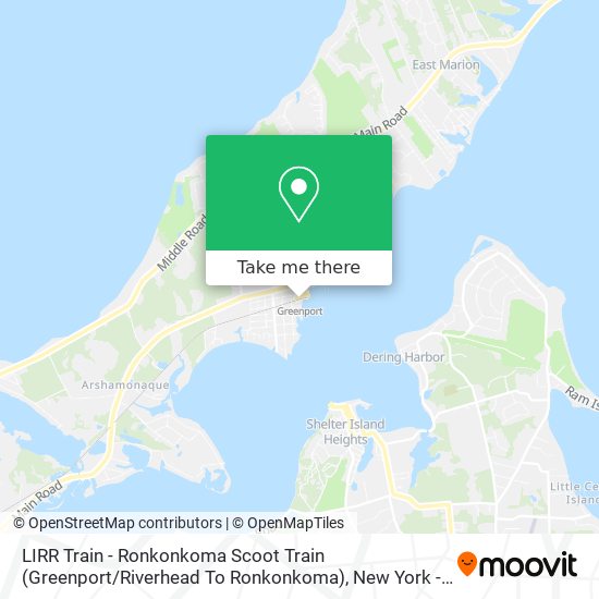Mapa de LIRR Train - Ronkonkoma Scoot Train (Greenport / Riverhead To Ronkonkoma)