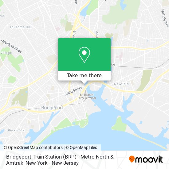 Bridgeport Train Station (BRP) - Metro North & Amtrak map