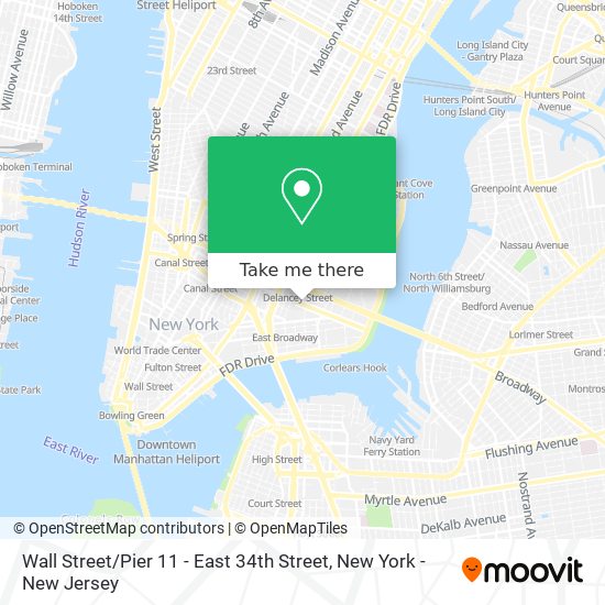 Wall Street / Pier 11 - East 34th Street map