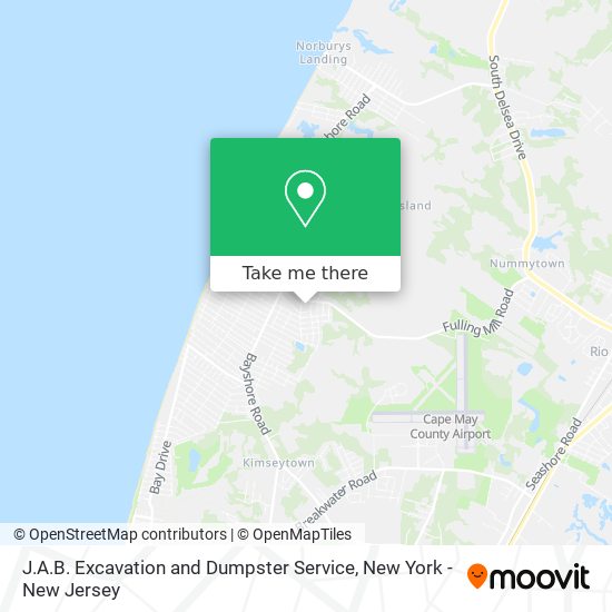 Mapa de J.A.B. Excavation and Dumpster Service