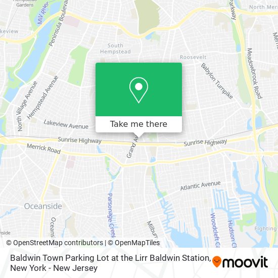 Baldwin Town Parking Lot at the Lirr Baldwin Station map