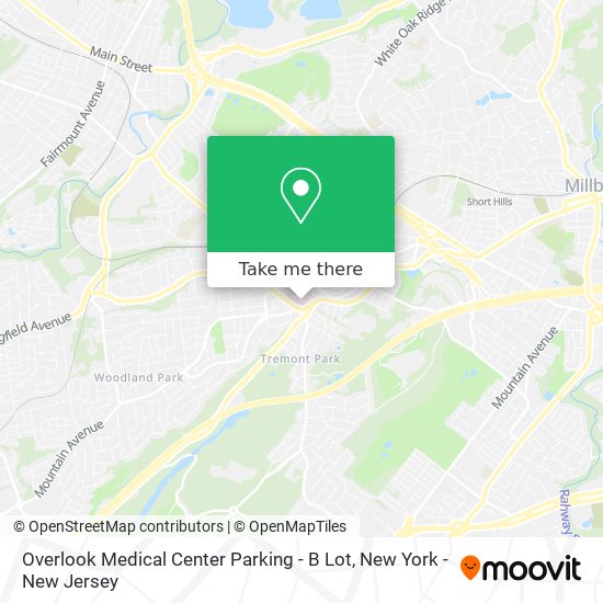Overlook Medical Center Parking - B Lot map