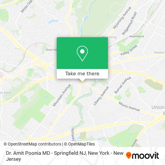 Dr. Amit Poonia MD - Springfield NJ map