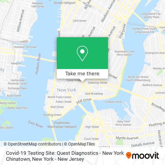 Mapa de Covid-19 Testing Site: Quest Diagnostics - New York Chinatown