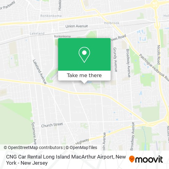 Mapa de CNG Car Rental Long Island MacArthur Airport