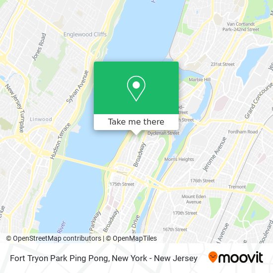 Mapa de Fort Tryon Park Ping Pong