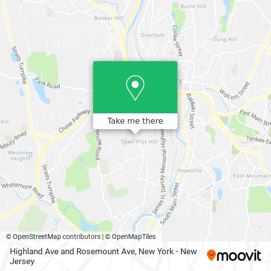 Highland Ave and Rosemount Ave map