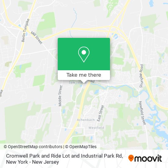 Cromwell Park and Ride Lot and Industrial Park Rd map