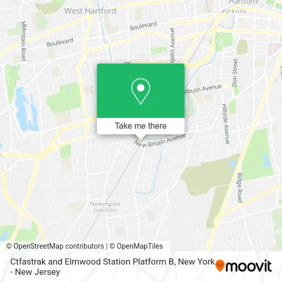 Ctfastrak and Elmwood Station Platform B map