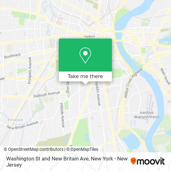 Washington St and New Britain Ave map