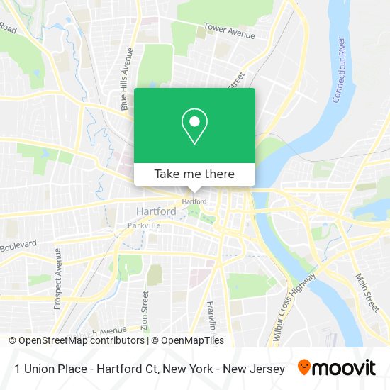 Mapa de 1 Union Place - Hartford Ct