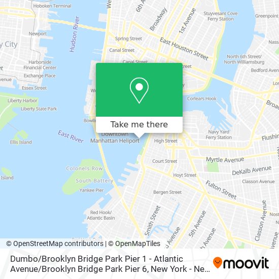 Mapa de Dumbo / Brooklyn Bridge Park Pier 1 - Atlantic Avenue / Brooklyn Bridge Park Pier 6