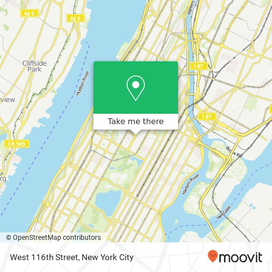 Mapa de West 116th Street