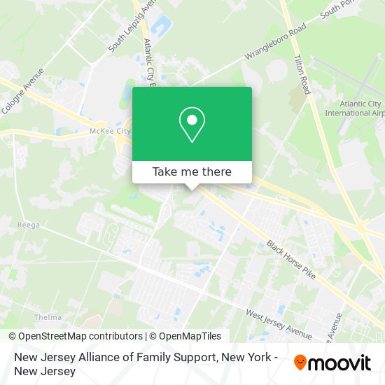 New Jersey Alliance of Family Support map