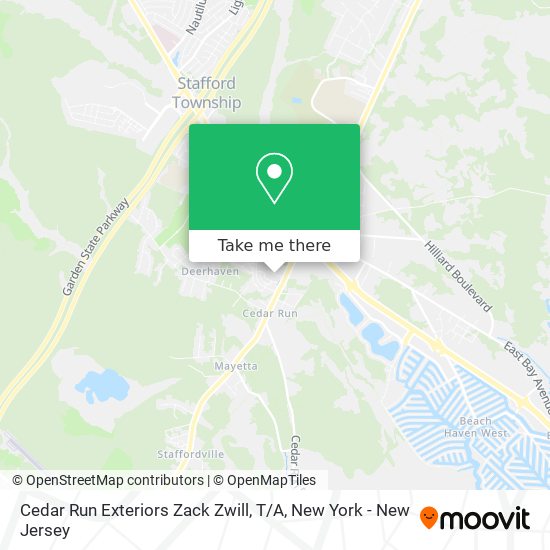 Cedar Run Exteriors Zack Zwill, T / A map