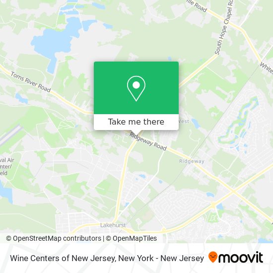 Mapa de Wine Centers of New Jersey