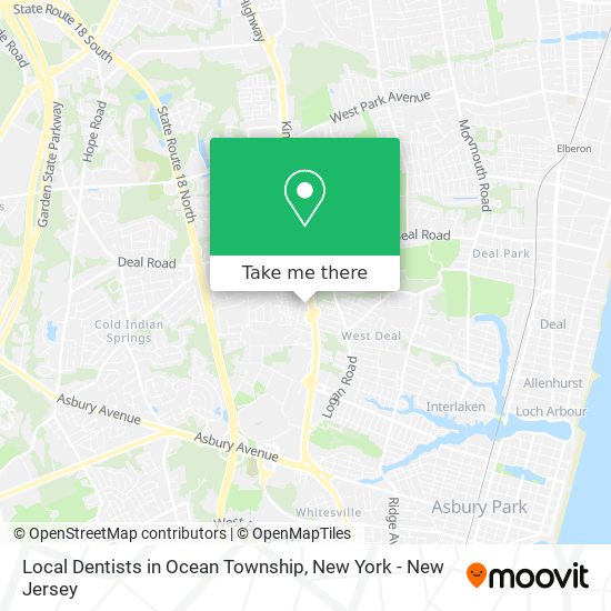 Local Dentists in Ocean Township map