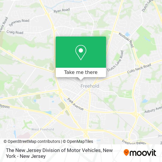 The New Jersey Division of Motor Vehicles map