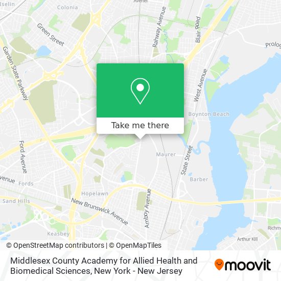 Middlesex County Academy for Allied Health and Biomedical Sciences map