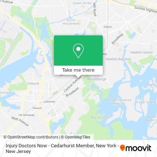 Mapa de Injury Doctors Now - Cedarhurst Member