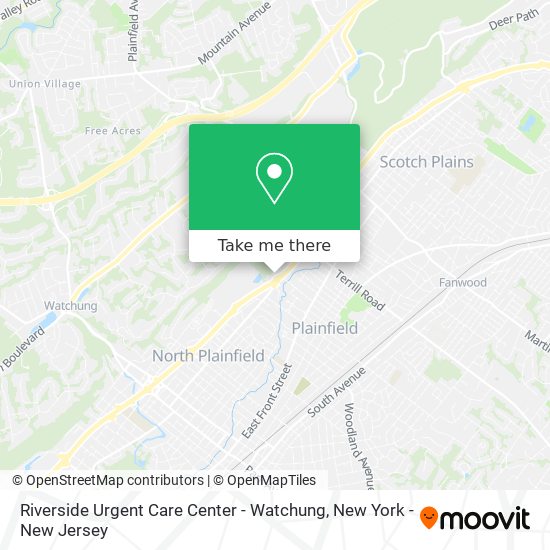 Mapa de Riverside Urgent Care Center - Watchung