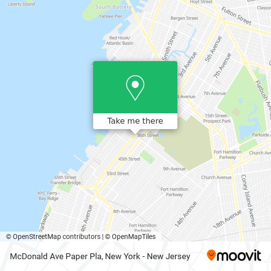 Mapa de McDonald Ave Paper Pla