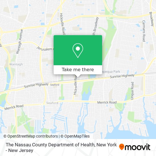 The Nassau County Department of Health map