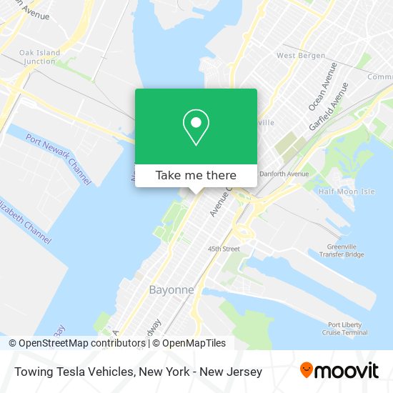 Mapa de Towing Tesla Vehicles