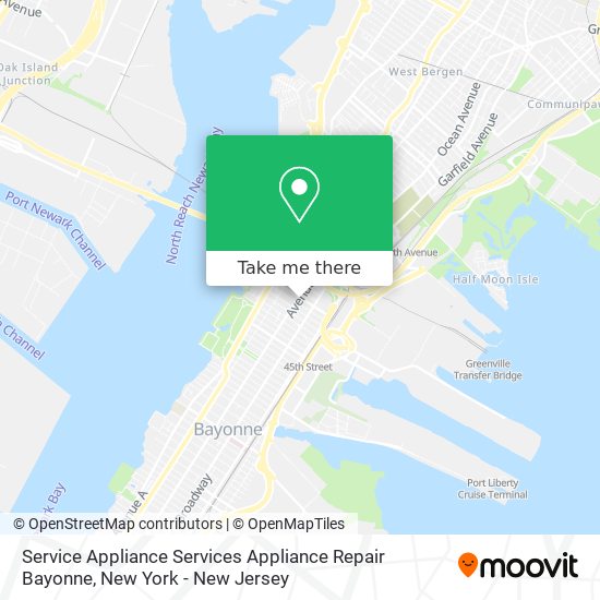 Mapa de Service Appliance Services Appliance Repair Bayonne