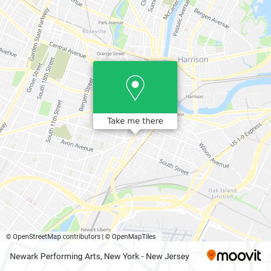 Newark Performing Arts map