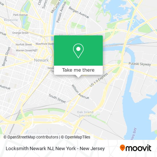 Mapa de Locksmith Newark NJ