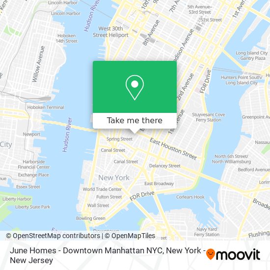 June Homes - Downtown Manhattan NYC map