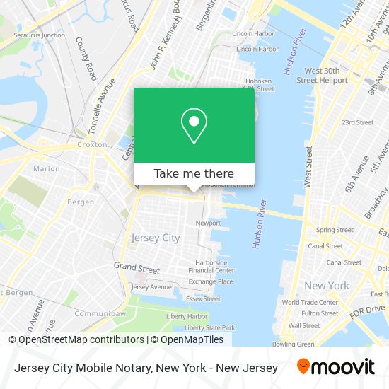 Jersey City Mobile Notary map