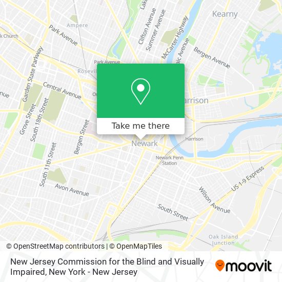 Mapa de New Jersey Commission for the Blind and Visually Impaired