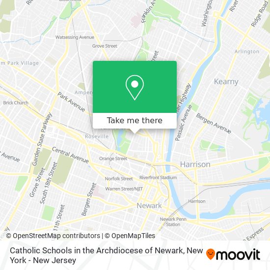 Mapa de Catholic Schools in the Archdiocese of Newark