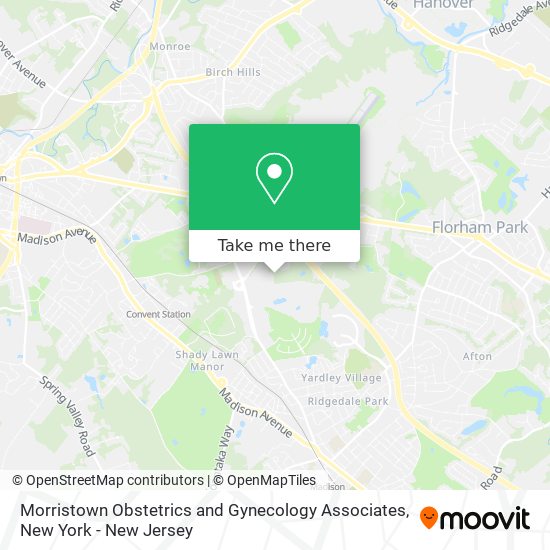 Morristown Obstetrics and Gynecology Associates map