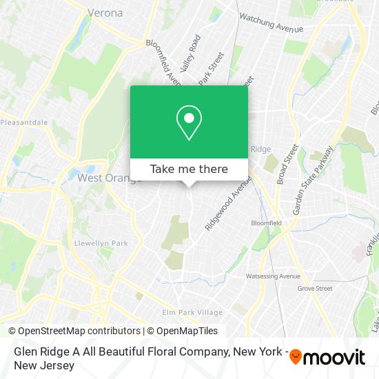 Mapa de Glen Ridge A All Beautiful Floral Company