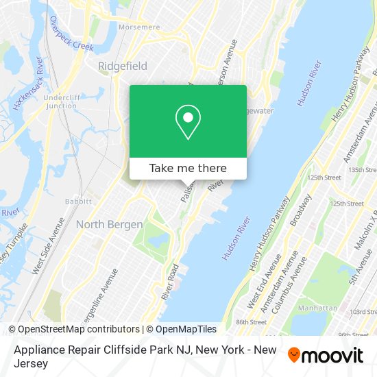 Appliance Repair Cliffside Park NJ map