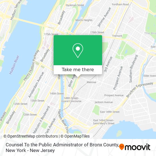 Counsel To the Public Administrator of Bronx County map