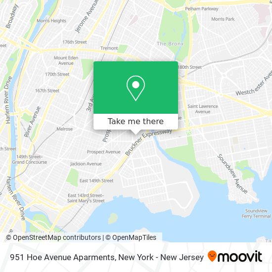 951 Hoe Avenue Aparments map