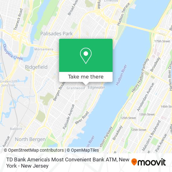 TD Bank America's Most Convenient Bank ATM map