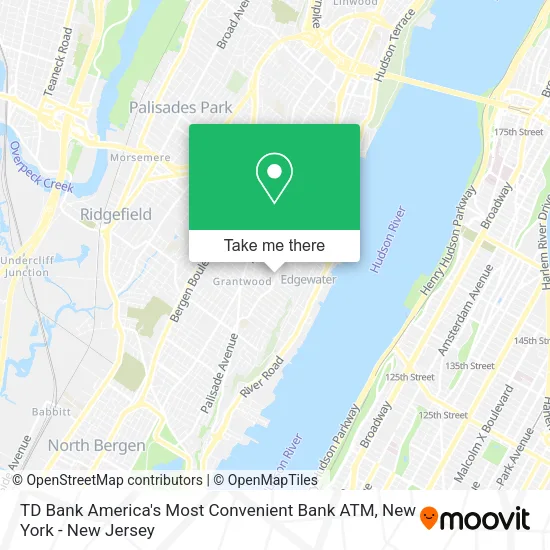 Mapa de TD Bank America's Most Convenient Bank ATM