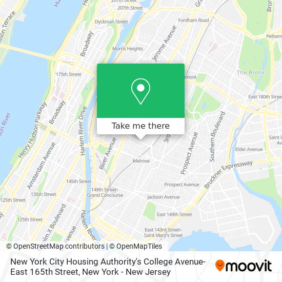 Mapa de New York City Housing Authority's College Avenue-East 165th Street