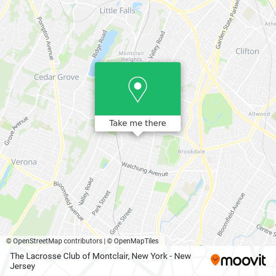 The Lacrosse Club of Montclair map